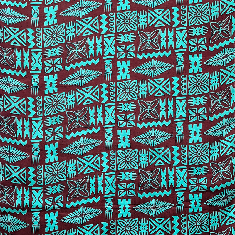 Tribal Tapa Cotton Barkcloth Fabric - Tongan Kupesi Pattern, 45" Width (1 Yard)