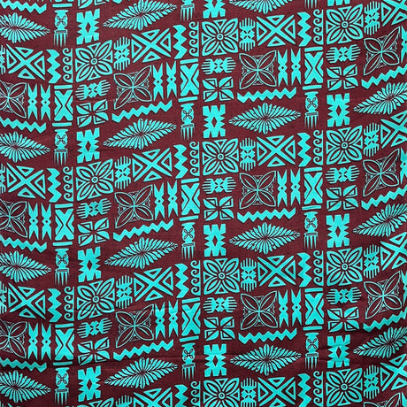 Tribal Tapa Cotton Barkcloth Fabric - Tongan Kupesi Pattern, 45" Width (1 Yard)