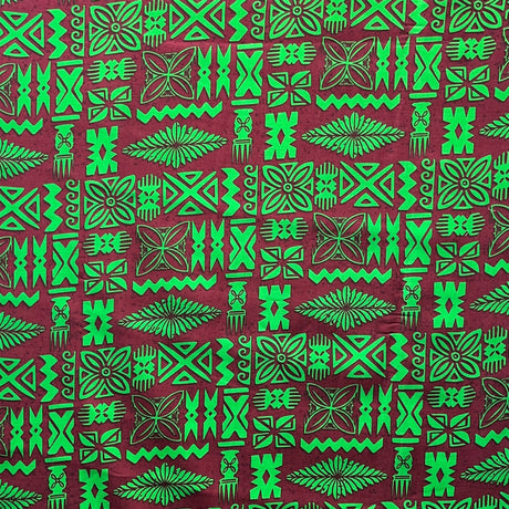 Tribal Tapa Cotton Barkcloth Fabric - Tongan Kupesi Pattern, 45" Width (1 Yard)