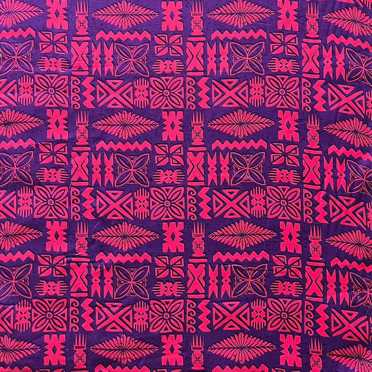 Tribal Tapa Cotton Barkcloth Fabric - Tongan Kupesi Pattern, 45" Width (1 Yard)