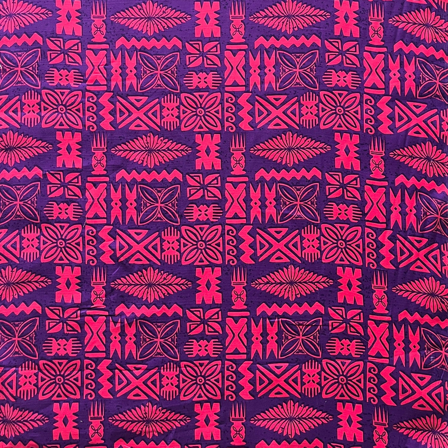 Tribal Tapa Cotton Barkcloth Fabric - Tongan Kupesi Pattern, 45" Width (1 Yard)