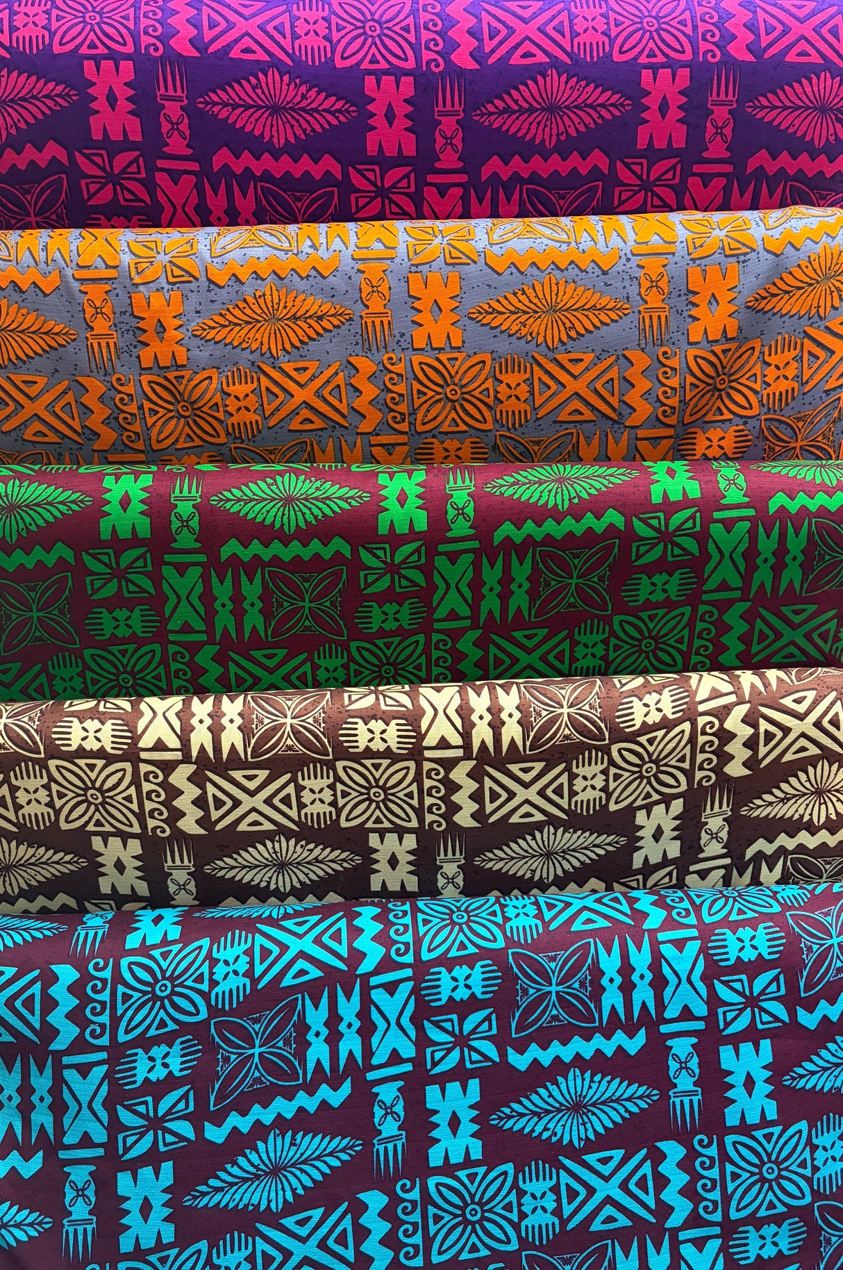 Tribal Tapa Cotton Barkcloth Fabric - Tongan Kupesi Pattern, 45" Width (1 Yard)