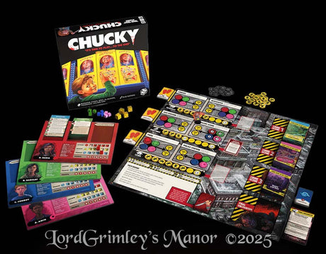 Chucky board game with evidence gathering components