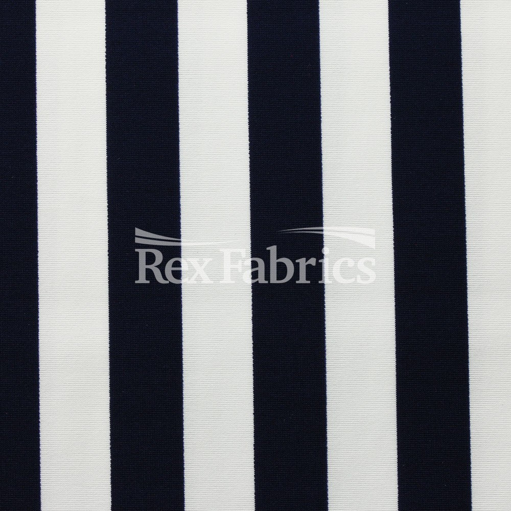 EZ Tricot Stripes Nylon Spandex Tricot Fabric - Red/White, Navy/White, Black/White Striped Print, 58/60" Width (1 Yard)