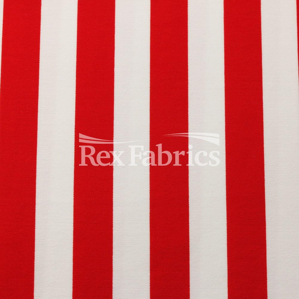 EZ Tricot Stripes Nylon Spandex Tricot Fabric - Red/White, Navy/White, Black/White Striped Print, 58/60" Width (1 Yard)