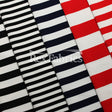 EZ Tricot Stripes Nylon Spandex Tricot Fabric - Red/White, Navy/White, Black/White Striped Print, 58/60" Width (1 Yard)