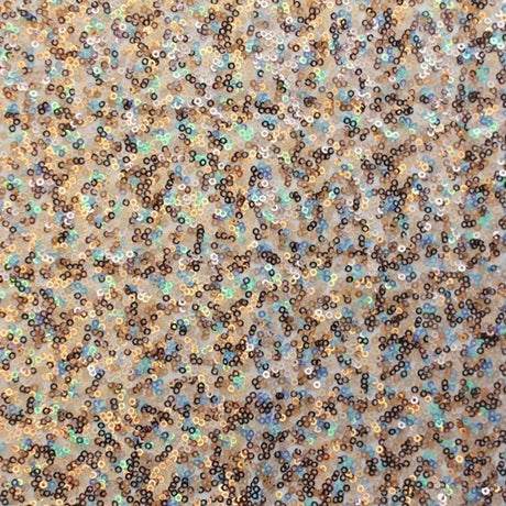 Trifecta Stretch Spandex Sequin Fabric - Ivory/Gold/Blue Opal, 50" Width (1 Yard)