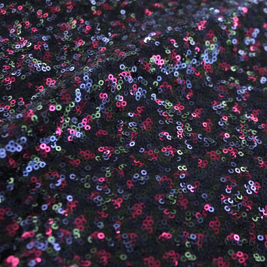 Trifecta Stretch Spandex Sequin Fabric - Ivory/Gold/Blue Opal, 50" Width (1 Yard)