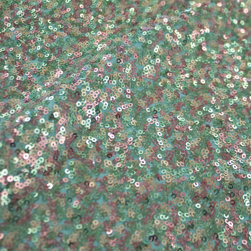 Trifecta Stretch Spandex Sequin Fabric - Ivory/Gold/Blue Opal, 50" Width (1 Yard)