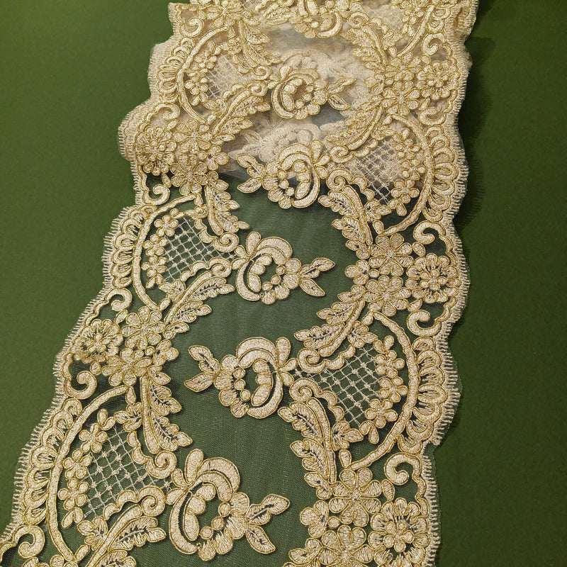 1 Yard Corded Double Sided Lace Trimming 100% Polyester Net Mesh 10″ Wide