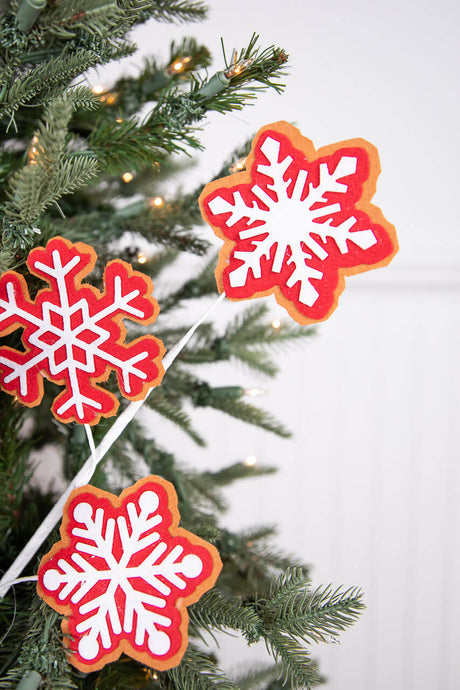23” Red and White Snowflake Spray