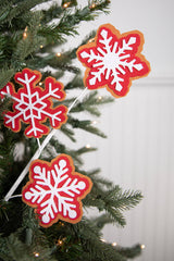 23” Red and White Snowflake Spray