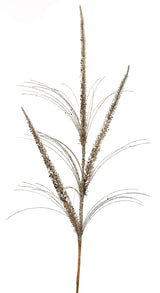 34” Champagne Glitter Triple Spike Grass Spray