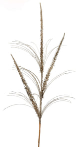 34 Inch Champagne Glitter Triple Spike Grass Spray
