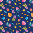 Cotton Tropical Fish Navy Fabric 44/45"