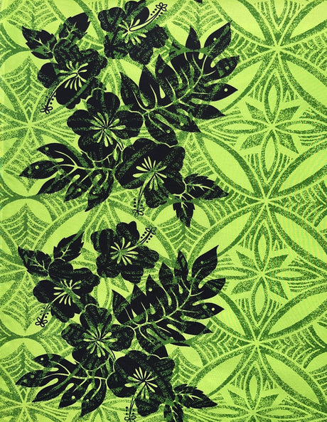 Tropical Floral Border Polyester Fabric - Tropical Floral Border, 60" Width (1 Yard)