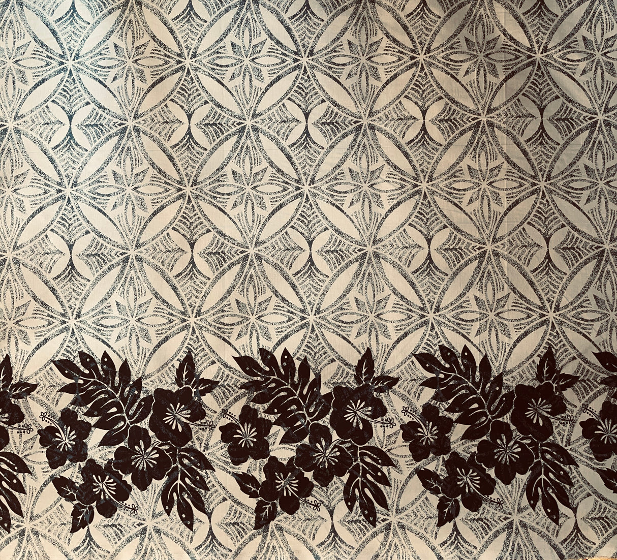 Tropical Floral Border Polyester Fabric - Tropical Floral Border, 60" Width (1 Yard)