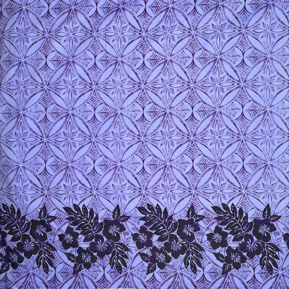 Tropical Floral Border Polyester Fabric - Tropical Floral Border, 60" Width (1 Yard)