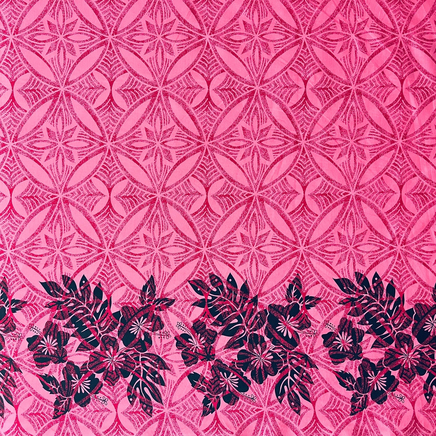 Tropical Floral Border Polyester Fabric - Tropical Floral Border, 60" Width (1 Yard)