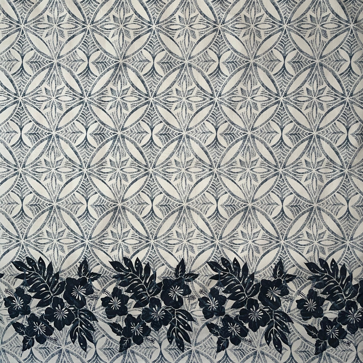 Tropical Floral Border Polyester Fabric - Tropical Floral Border, 60" Width (1 Yard)