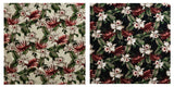 Tropical Garden Cotton Light Barkcloth Fabric - Cream Hibiscus, Green Banana Leaves, Red Palm Leaves, 36" X 45" (1 Yard)