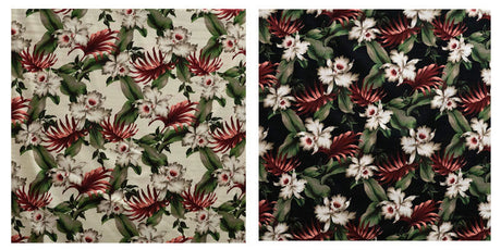 Cotton Light Barkcloth Tropical Garden Fabric