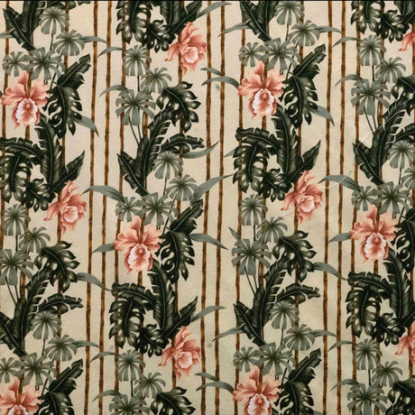 Tropical Garden Cotton Fabric - Tropical Garden Print, 56-58" Width (1 Yard)