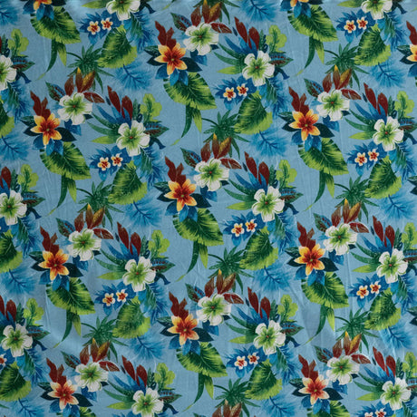 Tropical Garden Peachskin Cotton Fabric - Tropical Print, 44/45" Width (1 Yard)