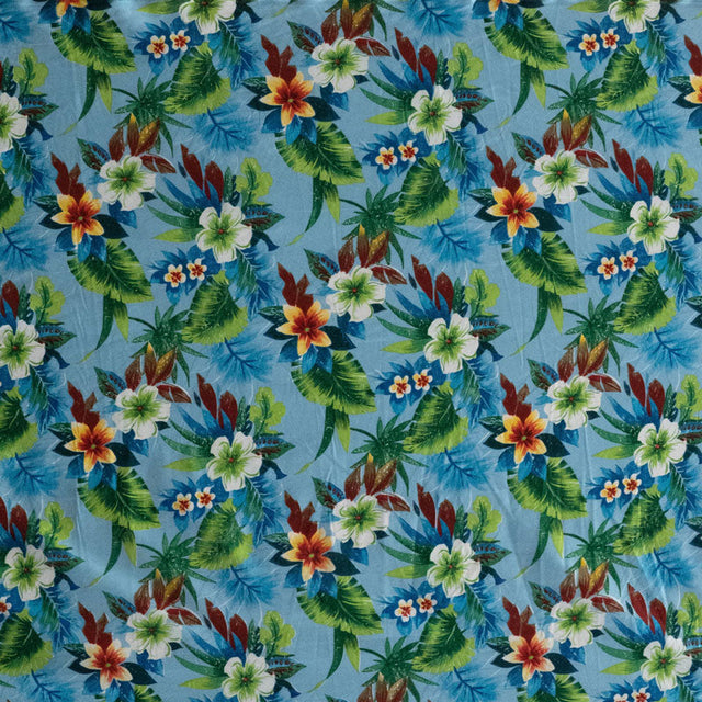 Cotton Peachskin Tropical Garden Print Fabric