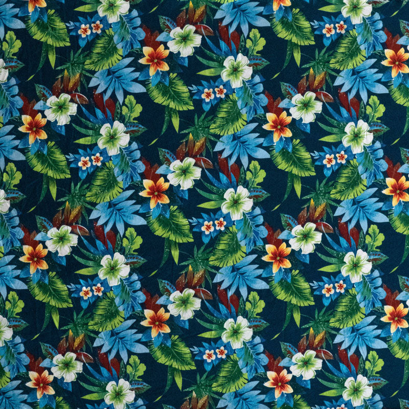 Cotton Peachskin Tropical Garden Print Fabric