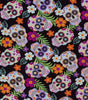 Flannel Fabric Tropical Sugar Skulls Halloween Floral Skulls