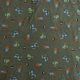 Poly Cotton Jersey Knit Trucks on Green