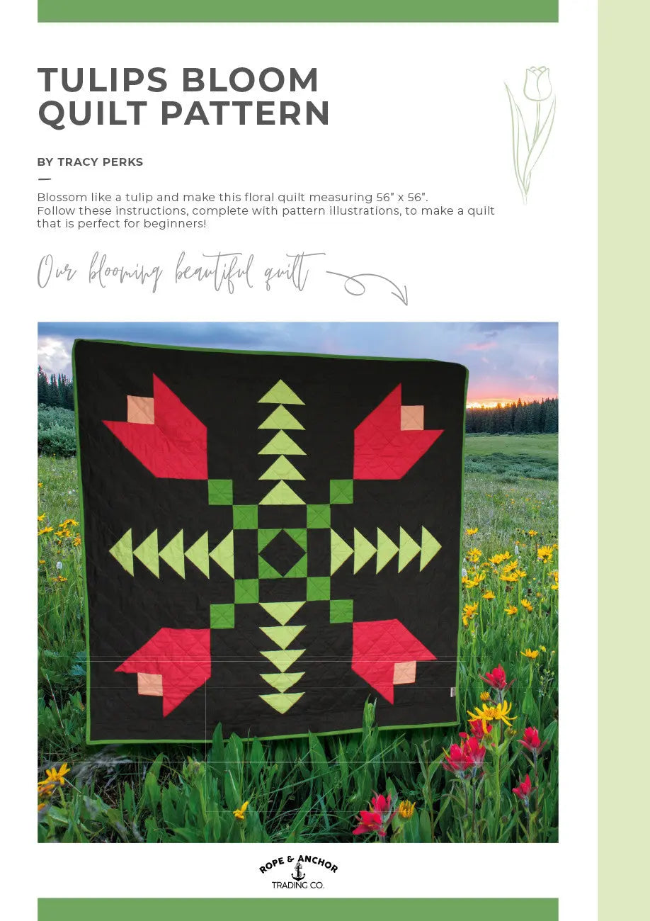 Quilt Pattern Tulips Bloom 56in x 56in