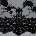 1 Yard Tulle Lace Fabric Embroidered Romantic Floral Pattern Polyester 52/54" Wide
