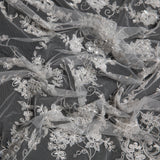 1 Yard Tulle Lace Fabric Embroidered Romantic Floral Pattern Polyester 52/54" Wide