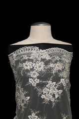 1 Yard Intricate Design Embroidered Tulle Lace Fabric 52" Wide Designer Textile