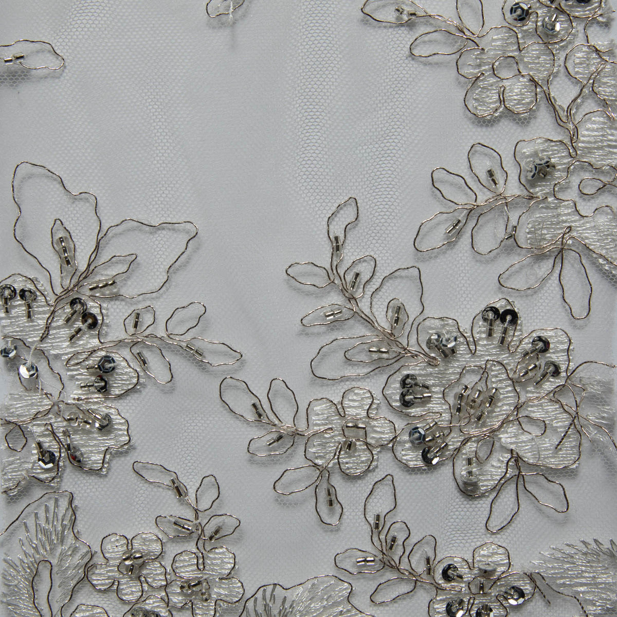 1 Yard 52" Wide Tulle Lace Fabric Embroidered with Intricate Design