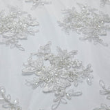 1 Yard Intricate Design Embroidered Tulle Lace Fabric 52" Wide Designer Textile