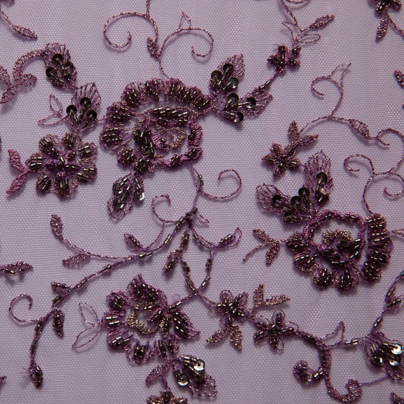 1 Yard Embroidered Tulle Lace Fabric 52" Wide, Intricate Elegant Design for Dressmaking & Decor
