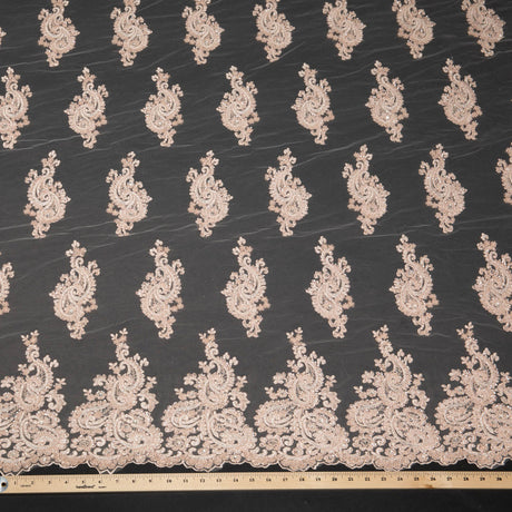 1 Yard Luxurious Embroidered Tulle Lace Fabric with Intricate Design 52" Wide