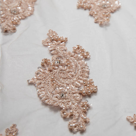 1 Yard Luxurious Embroidered Tulle Lace Fabric with Intricate Design 52" Wide