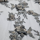 1 yarda de tela de encaje de tul bordada con apliques y diseño floral 3D asombroso, 52" de ancho
