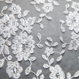 1 Yard Luxury Embroidered Tulle Lace with Fine Intricate Detailing – 52" Wide