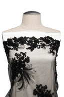 1 Yard Tulle Lace Embroidered Fabric with Cord Detail, 52" Wide