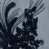 1 Yard Elegant 52" Wide Tulle Lace Fabric with Cord Embroidery and Intricate Design