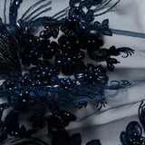 1 Yard Elegant 52" Wide Tulle Lace Fabric with Cord Embroidery and Intricate Design