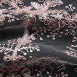 1 Yard Tulle Lace Embroidered Fabric with Cord, Sequins, and Floral Design, 52" Wide