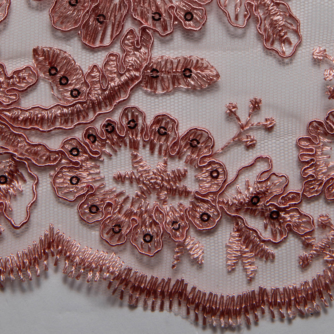 1 Yard Tulle Lace Fabric with Cord, Sequins, and Floral Design Embroidered 52" Wide Luxury Textile