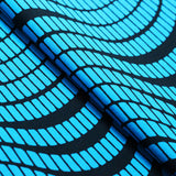 Tremor Nylon Spandex Fabric - Black With Pink, Turquoise, or Yellow Abstract Wavy Print, 58-60" Width (1 Yard)