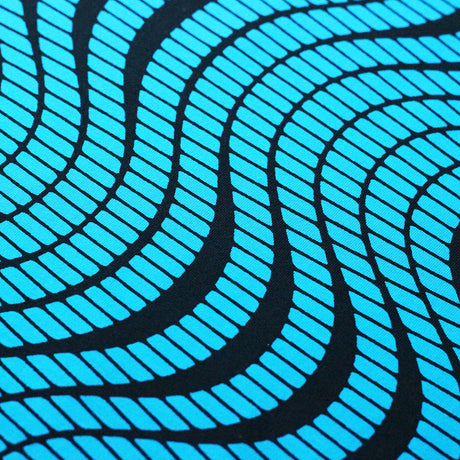 Tremor Nylon Spandex Fabric - Black With Pink, Turquoise, or Yellow Abstract Wavy Print, 58-60" Width (1 Yard)